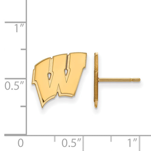 10k Gold LogoArt University of Wisconsin Letter W Small Post Earrings