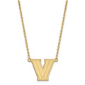 Sterling Silver Gold-plated LogoArt Villanova University Letter V Large Pendant 18 inch Necklace