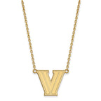 Sterling Silver Gold-plated LogoArt Villanova University Letter V Large Pendant 18 inch Necklace