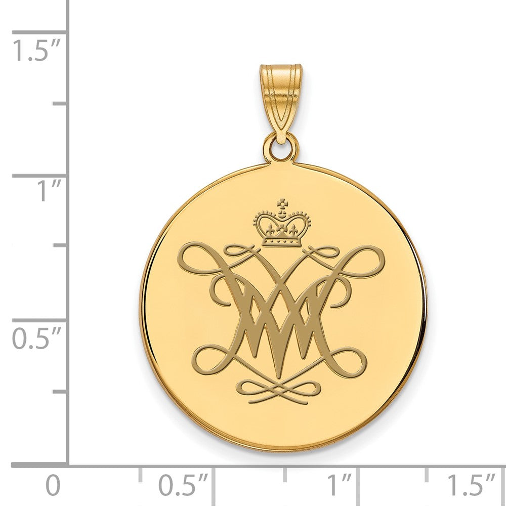 Sterling Silver Gold-plated LogoArt College of William and Mary Extra Large Enameled Disc Pendant