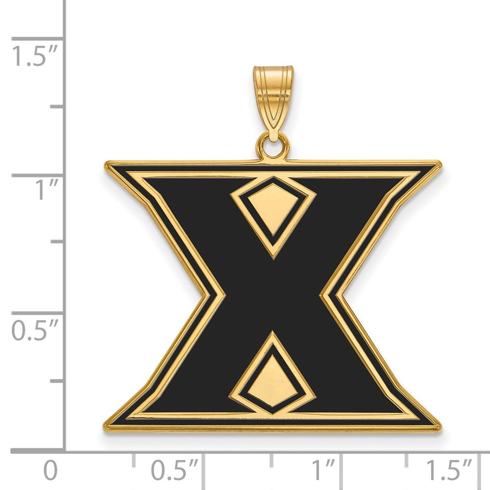 Sterling Silver Gold-plated LogoArt Xavier University Letter X Extra Large Enameled Pendant