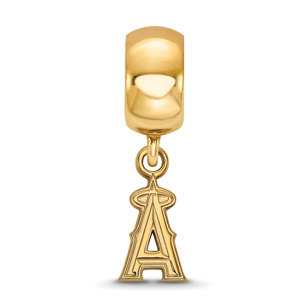 Sterling Silver Gold Plated Major League Baseball LogoArt Los Angeles Angels Dangle Bead