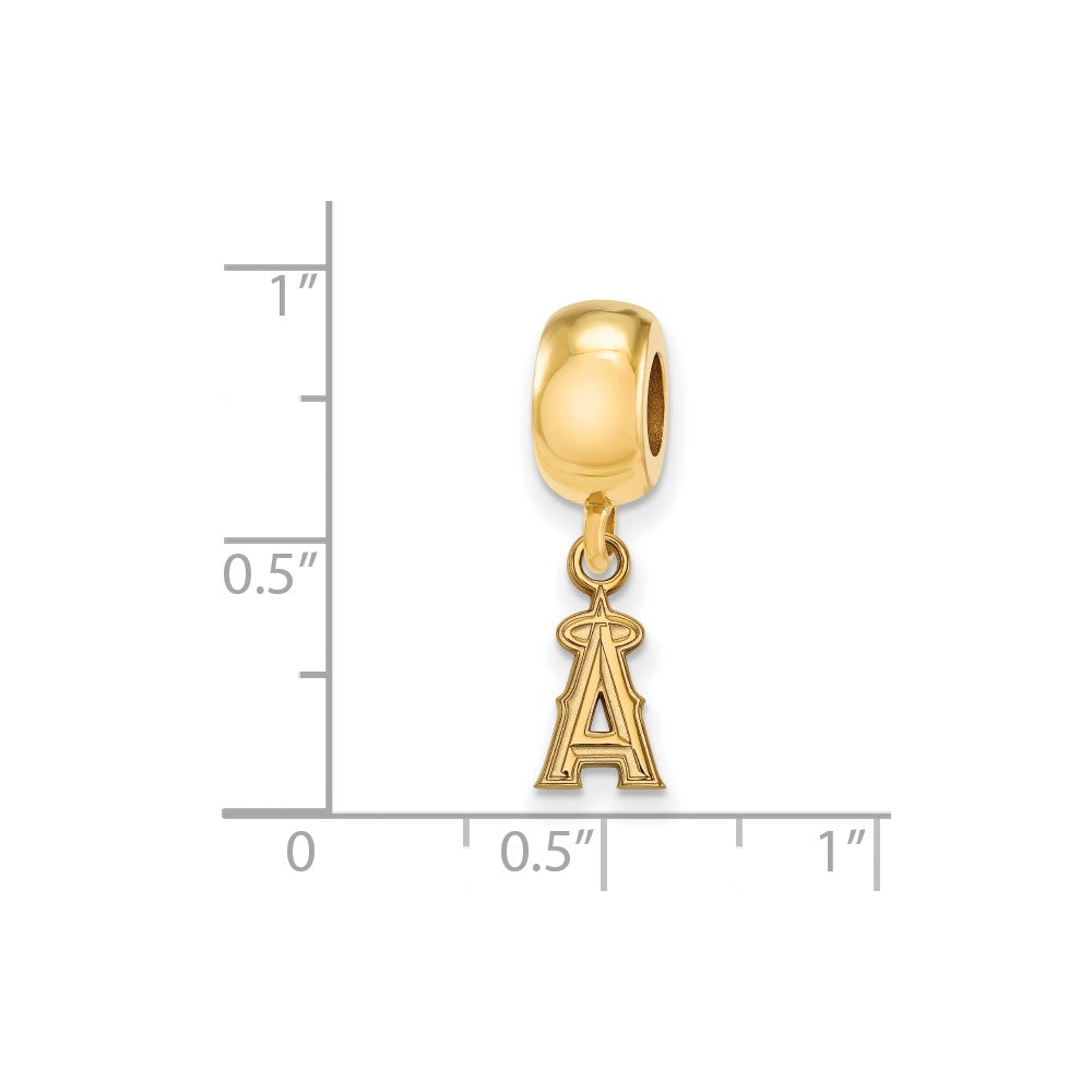 Sterling Silver Gold Plated Major League Baseball LogoArt Los Angeles Angels Dangle Bead
