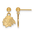 14k Gold NHL LogoArt Chicago Blackhawks Dangle Post Earrings