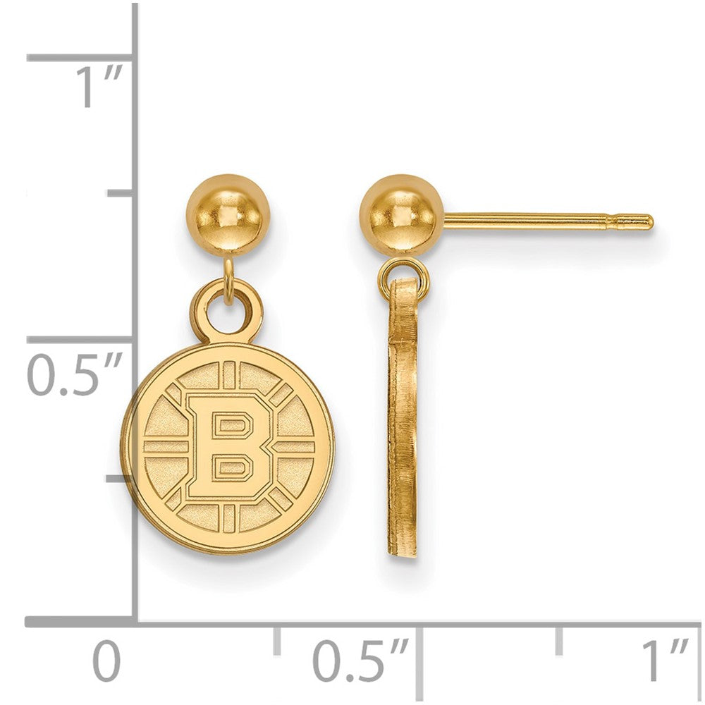 14k Gold NHL LogoArt Boston Bruins Dangle Post Earrings