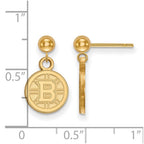 Sterling Silver Gold-plated NHL LogoArt Boston Bruins Dangle Post Earrings