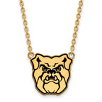 Sterling Silver Gold-plated LogoArt Butler University Bulldog Enameled Large Pendant 18 inch Necklace