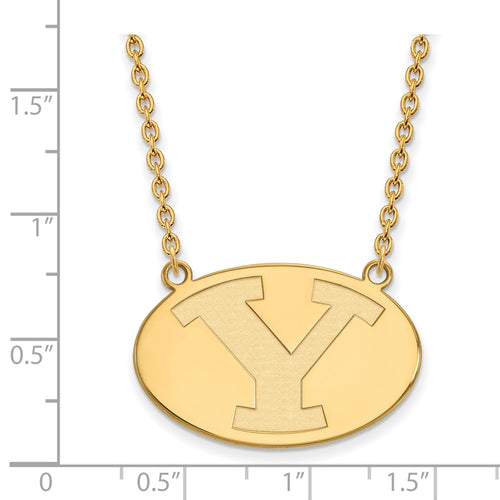 10k Gold LogoArt Brigham Young University Letter Y Large Pendant 18 inch Necklace