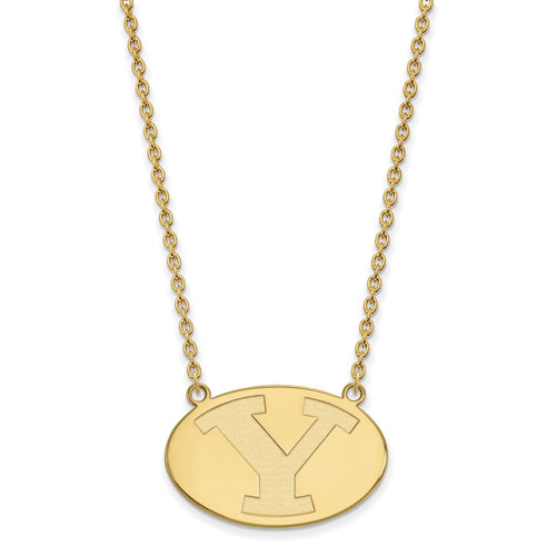 10k Gold LogoArt Brigham Young University Letter Y Large Pendant 18 inch Necklace