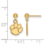 14k Gold LogoArt Clemson University Tiger Paw Dangle Ball Post Earrings