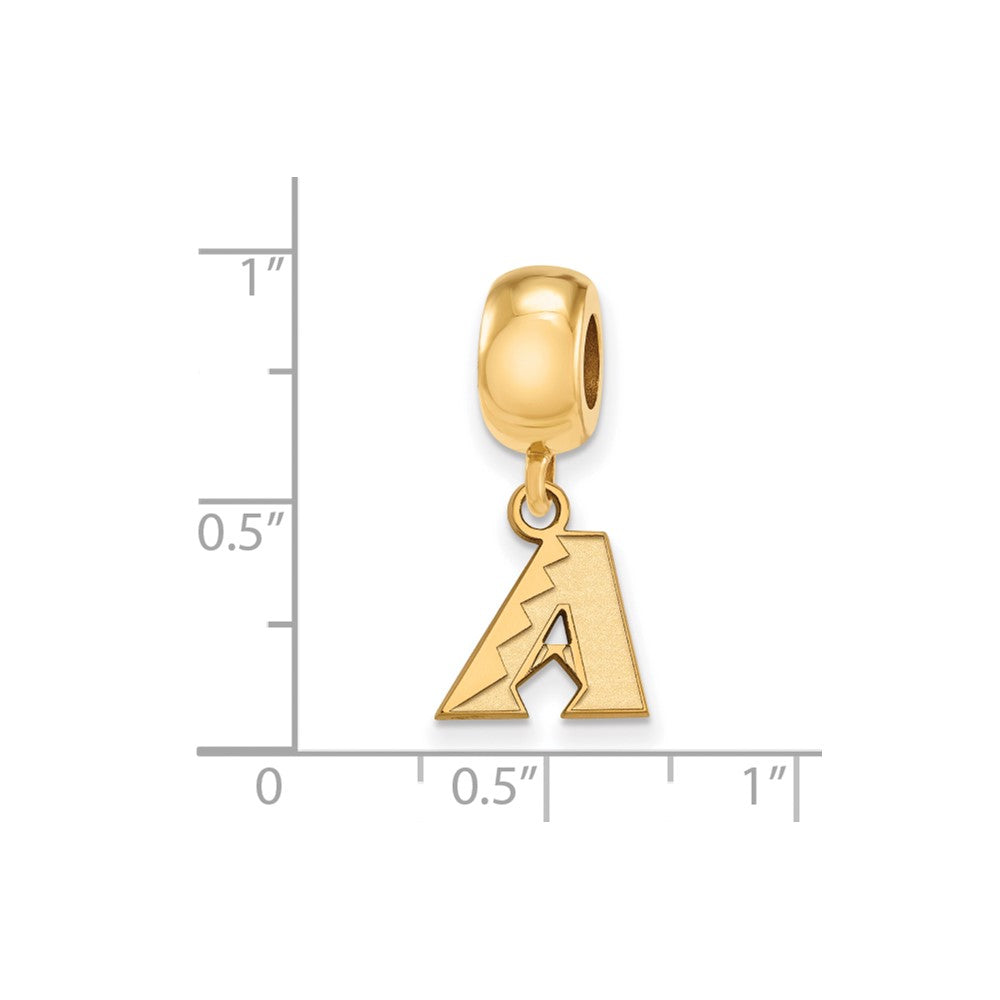 Sterling Silver Gold Plated Major League Baseball LogoArt Arizona Diamondbacks Dangle Bead