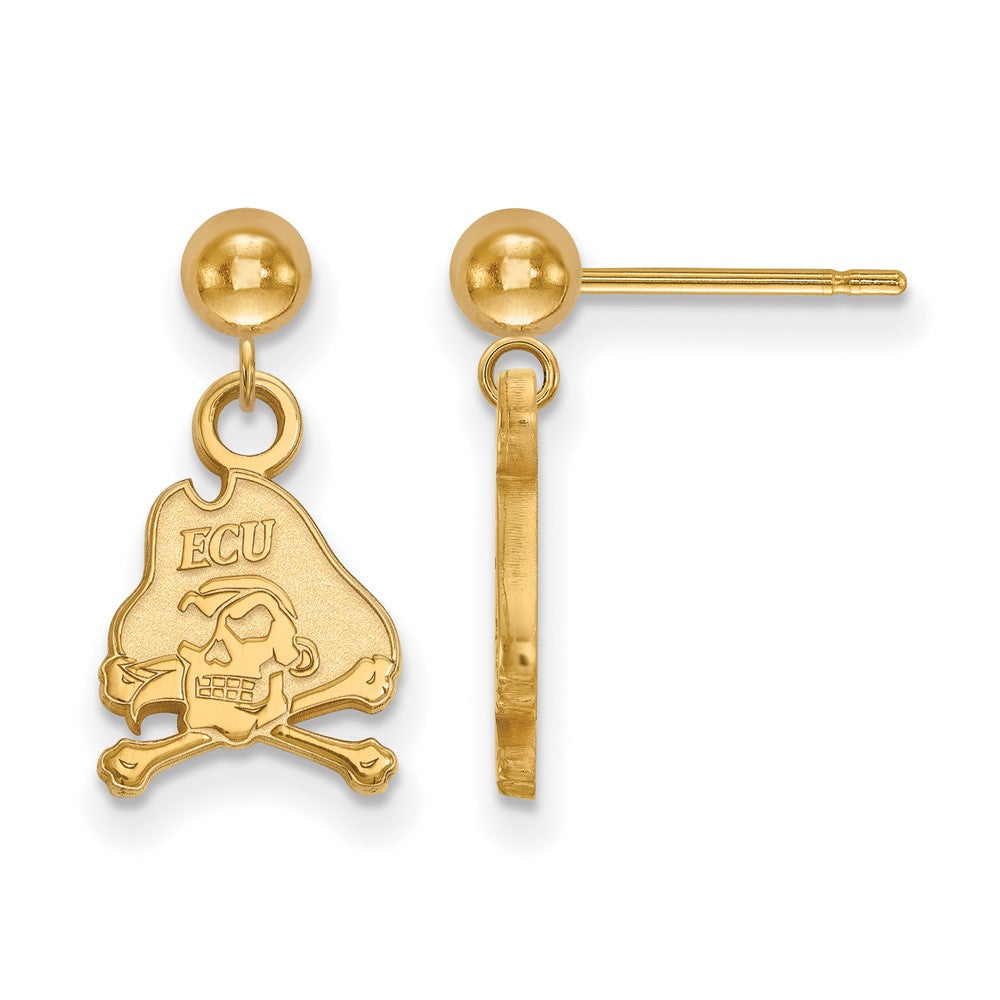 14k Gold LogoArt East Carolina University Pirate Dangle Ball Post Earrings