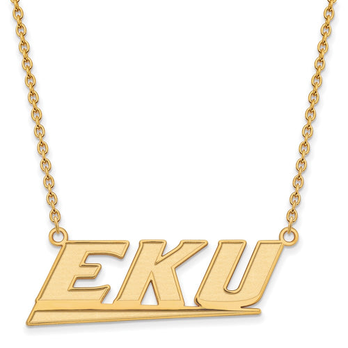 10k Gold LogoArt Eastern Kentucky University E-K-U Large Pendant 18 inch Necklace