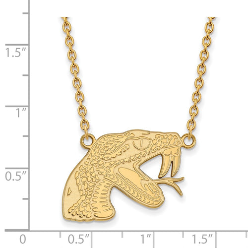 10k Gold LogoArt Florida A and M University Rattler Large Pendant 18 inch Necklace
