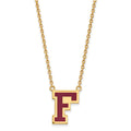 Sterling Silver Gold-plated LogoArt Fordham University Letter F Large Enameled Pendant 18 inch Necklace