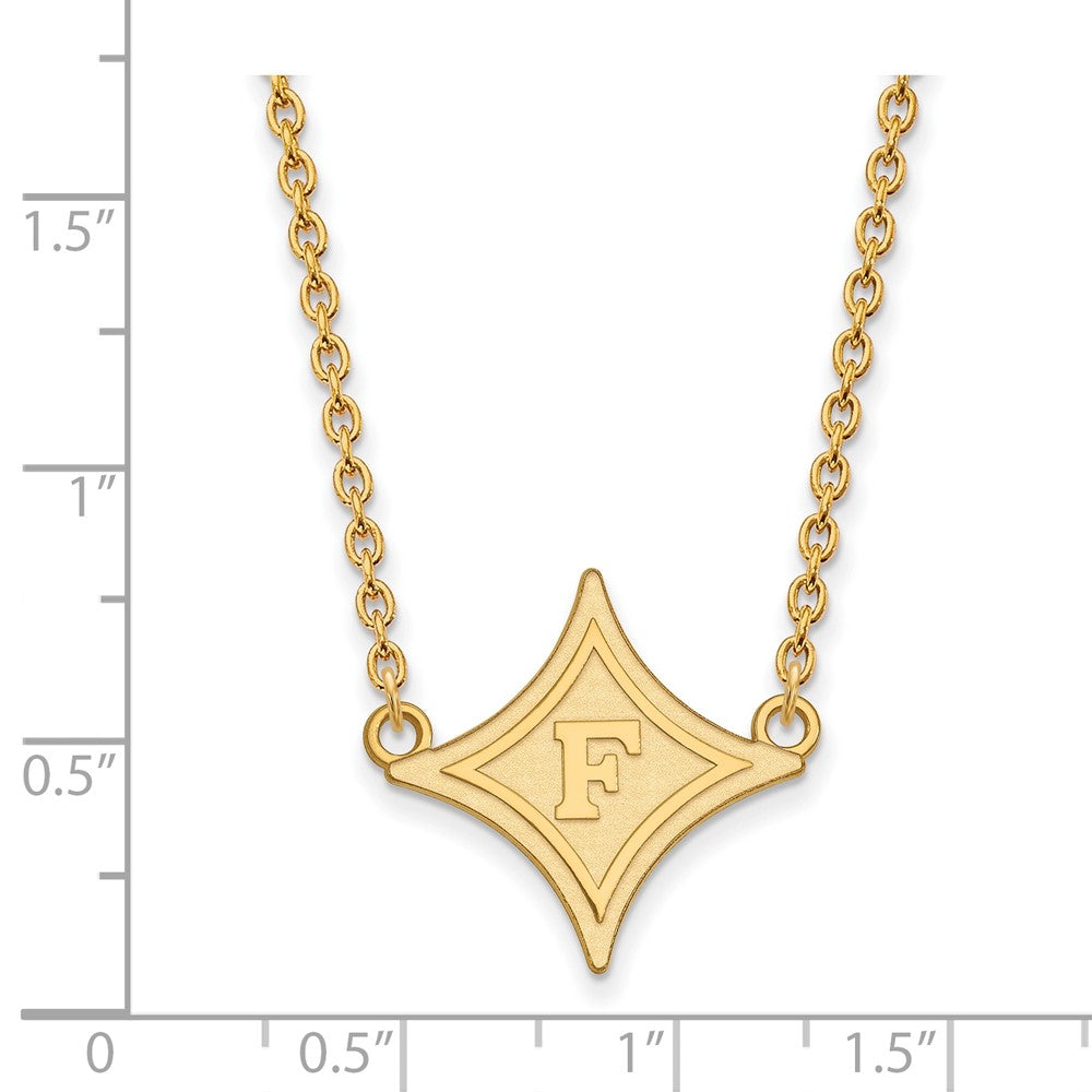 14k Gold LogoArt Furman University Large Pendant 18 inch Necklace