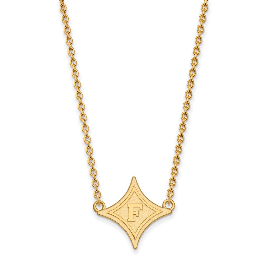14k Gold LogoArt Furman University Large Pendant 18 inch Necklace