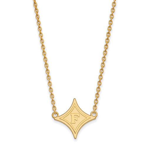 10k Gold LogoArt Furman University Large Pendant 18 inch Necklace