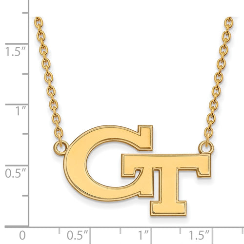 10k Gold LogoArt Georgia Institute of Technology G-T Large Pendant 18 inch Necklace