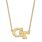 14k Gold LogoArt Georgia Institute of Technology G-T Large Pendant 18 inch Necklace