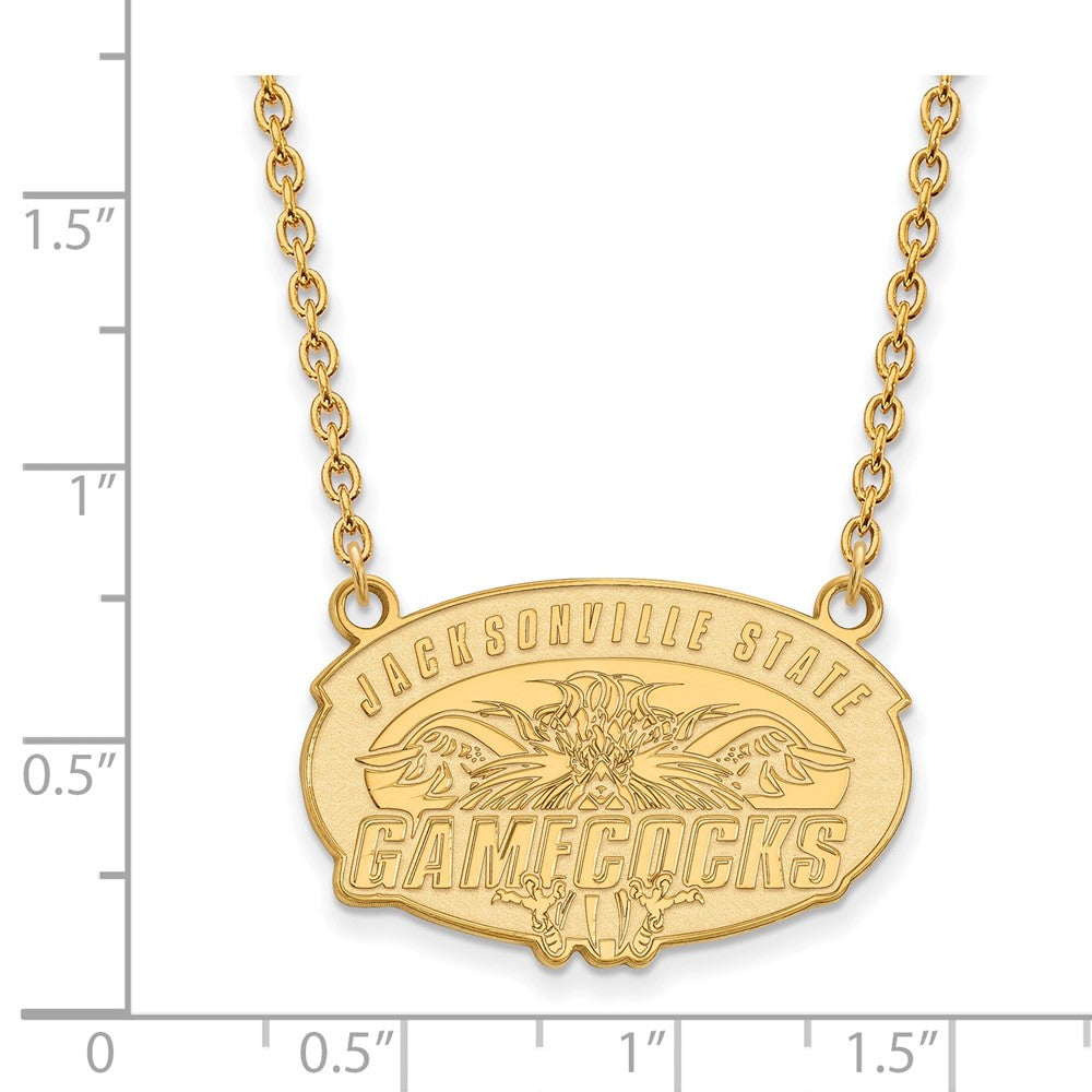 Sterling Silver Gold-plated LogoArt Jacksonville State U. Large Pendant 18 inch Necklace