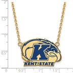 Sterling Silver Gold-plated LogoArt Kent State University Large Enameled Pendant 18 inch Necklace