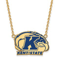 Sterling Silver Gold-plated LogoArt Kent State University Large Enameled Pendant 18 inch Necklace