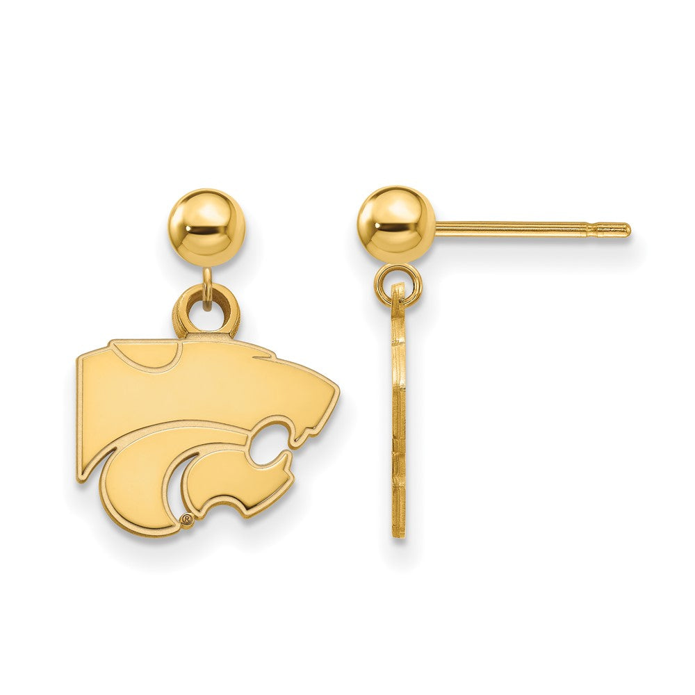14k Gold LogoArt Kansas State University Wildcat Dangle Ball Post Earrings