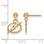 Sterling Silver Gold-plated NHL LogoArt Tampa Bay Lightning Dangle Ball Post Earrings