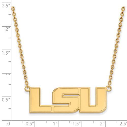 10k Gold LogoArt Louisiana State University L-S-U Large Pendant 18 inch Necklace