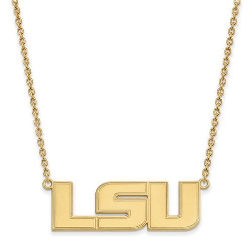 10k Gold LogoArt Louisiana State University L-S-U Large Pendant 18 inch Necklace