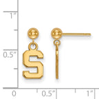 14k Gold LogoArt Michigan State University Letter S Dangle Ball Post Earrings