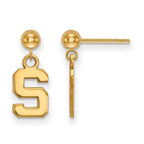 14k Gold LogoArt Michigan State University Letter S Dangle Ball Post Earrings