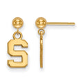 Sterling Silver Gold-plated LogoArt Michigan State University Letter S Dangle Ball Post Earrings