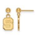 Sterling Silver Gold-plated LogoArt North Carolina State University N-C-S Dangle Ball Post Earrings