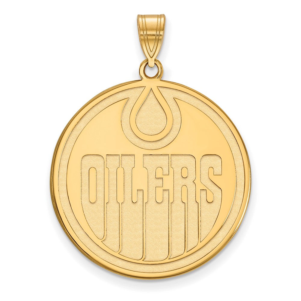 Sterling Silver Gold-plated NHL LogoArt Edmonton Oilers Extra Large Pendant