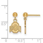 Sterling Silver Gold-plated LogoArt The Ohio State University Dangle Ball Post Earrings