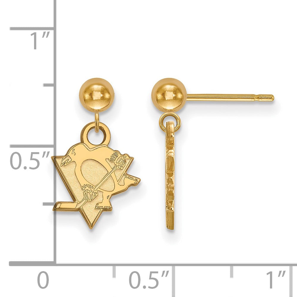 14k Gold NHL LogoArt Pittsburgh Penguins Dangle Post Earrings