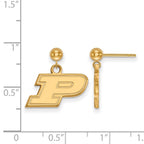 Sterling Silver Gold-plated LogoArt Purdue University Letter P Dangle Ball Post Earrings