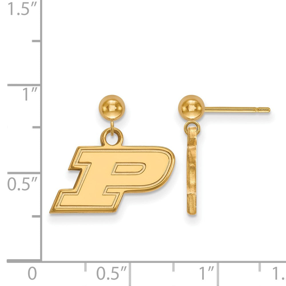 14k Gold LogoArt Purdue University Letter P Dangle Ball Post Earrings