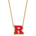 Sterling Silver Gold-plated LogoArt Rutgers University Letter R Large Enameled Pendant 18 inch Necklace