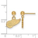 Sterling Silver Gold-plated NHL LogoArt Detroit Red Wings Dangle Post Earrings