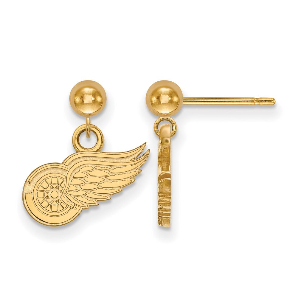 14k Gold NHL LogoArt Detroit Red Wings Dangle Post Earrings