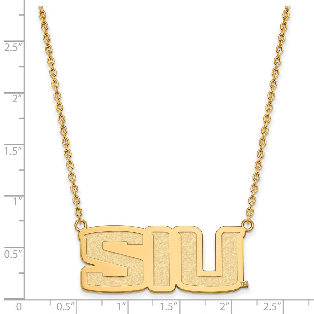 Sterling Silver Gold-plated LogoArt Southern Illinois University S-I-U Large Pendant 18 inch Necklace