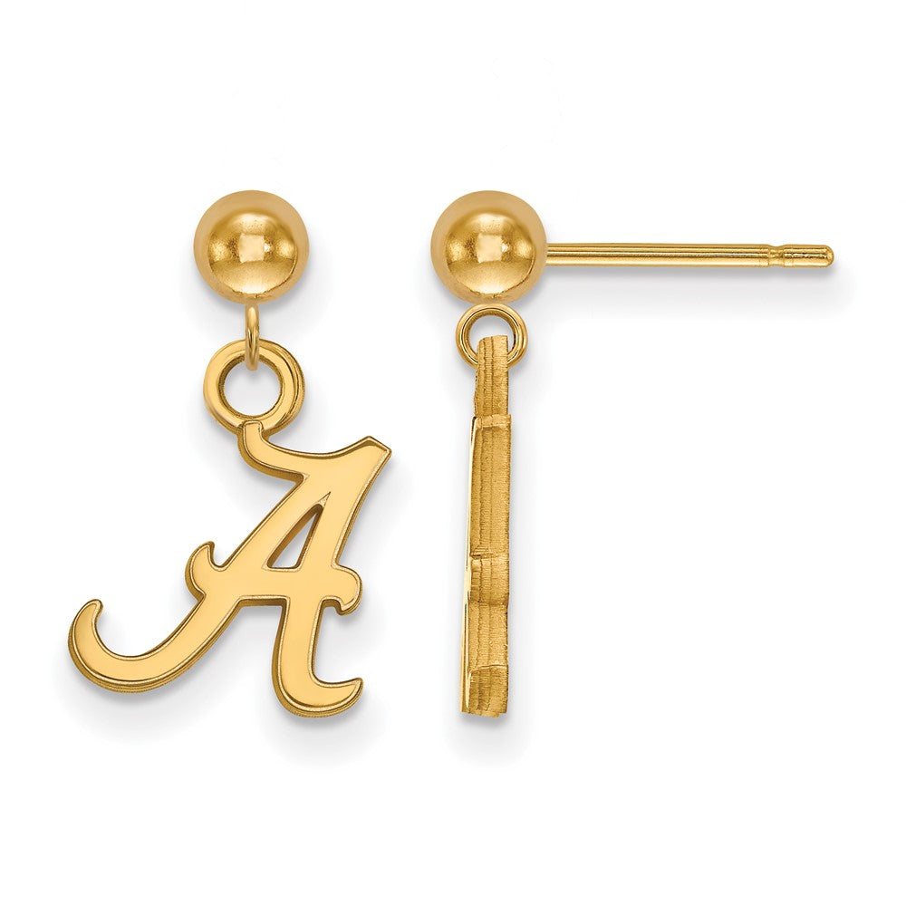 14k Gold LogoArt University of Alabama Letter A Dangle Ball Post Earrings