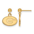 Sterling Silver Gold-plated LogoArt University of Georgia Letter G Dangle Ball Post Earrings