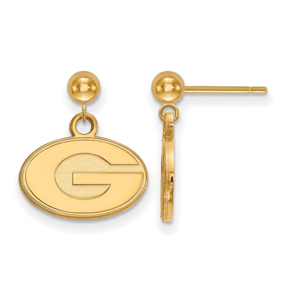 Sterling Silver Gold-plated LogoArt University of Georgia Letter G Dangle Ball Post Earrings