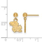 14k Gold LogoArt University of Kansas Jayhawk Dangle Ball Post Earrings