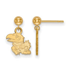 14k Gold LogoArt University of Kansas Jayhawk Dangle Ball Post Earrings