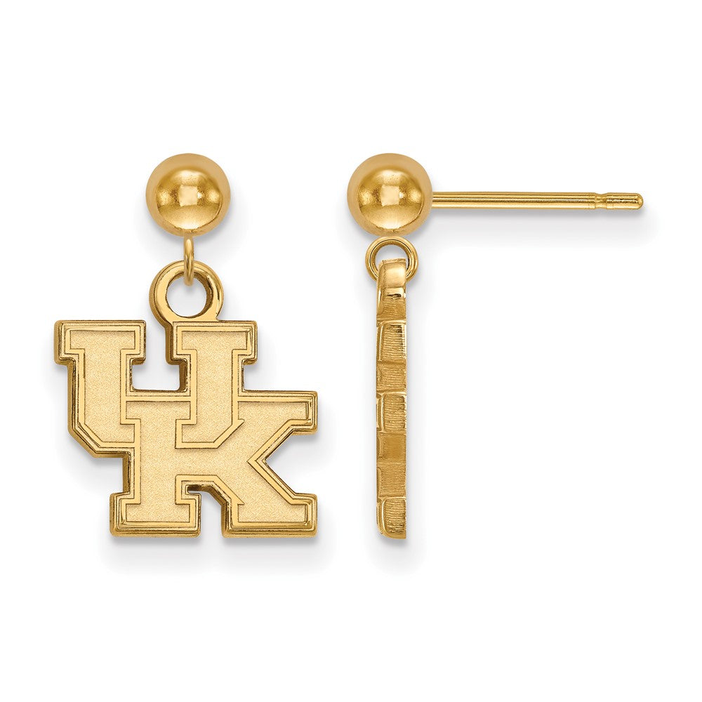 Sterling Silver Gold-plated LogoArt University of Kentucky U-K Dangle Ball Post Earrings